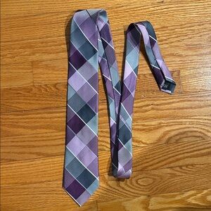 Kenneth Cole Reaction Purple and Black Checkered Tie